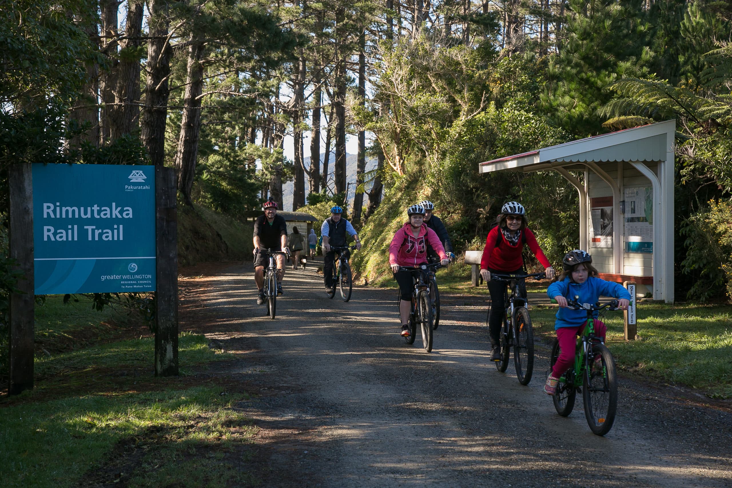 Cycling the Remutaka trail near a river crossing
